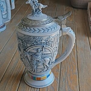 Decorative Ceramic Beer Stein with Horse Lid